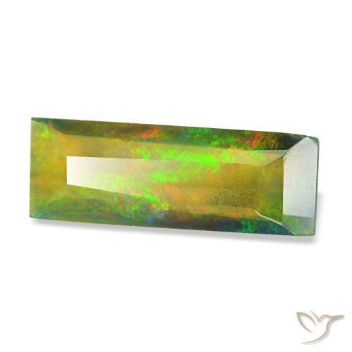 Opale nero naturale multicolore da 0,89 ct, baguette, traslucido