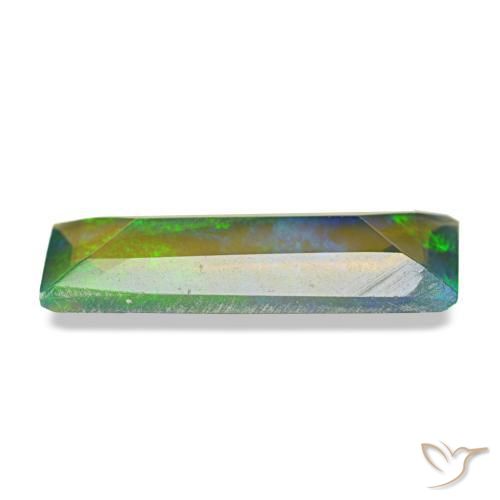 Opale nero naturale multicolore da 0,89 ct, baguette, traslucido
