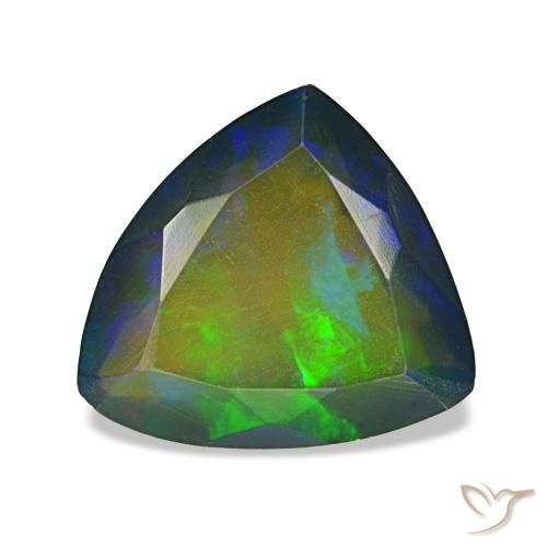 Opale nero naturale multicolore da 1,90 ct, trillion, traslucido