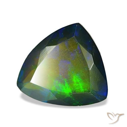 Opale nero naturale multicolore da 1,90 ct, trillion, traslucido