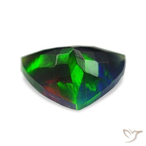 Opale nero naturale multicolore da 1,56 ct, trillion, traslucido