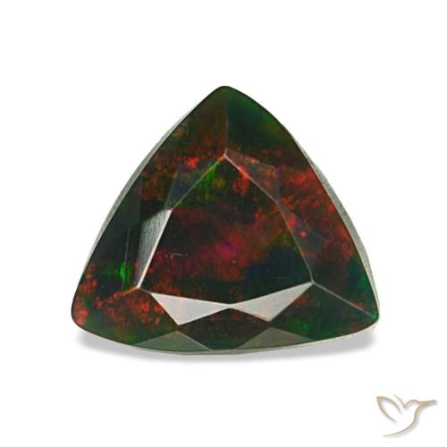 Opale nero naturale multicolore da 1,25 ct, trillion, opaco