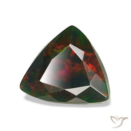 Opale nero naturale multicolore da 1,25 ct, trillion, opaco