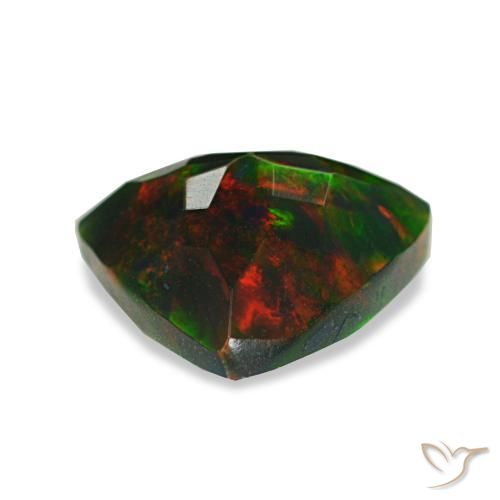 Opale nero naturale multicolore da 1,25 ct, trillion, opaco