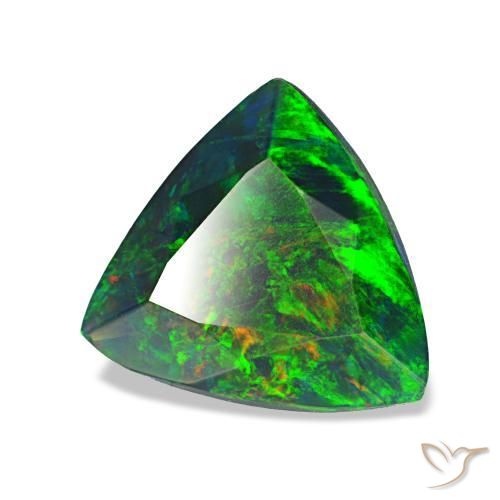 Opale nero naturale multicolore da 1,20 ct, trillion, opaco