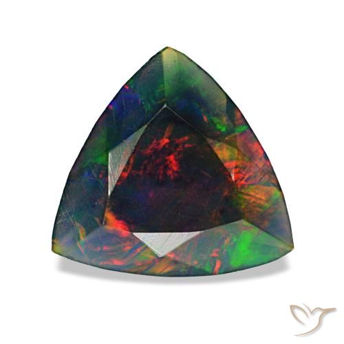 Opale nero naturale multicolore da 1,22 ct, trillion, opaco
