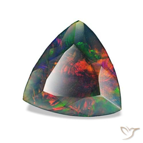 Opale nero naturale multicolore da 1,22 ct, trillion, opaco