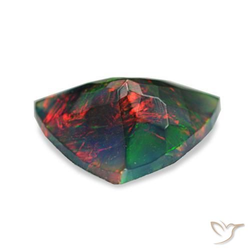 Opale nero naturale multicolore da 1,22 ct, trillion, opaco