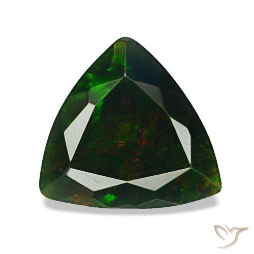 Opale nero naturale multicolore da 1,19 ct, trillion, opaco