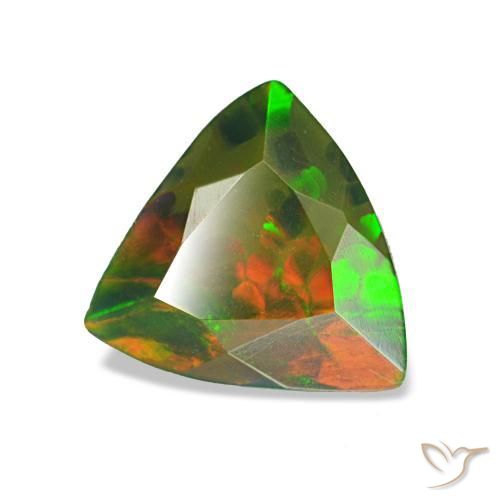 Opale nero naturale multicolore da 0,85 ct, trillion, opaco
