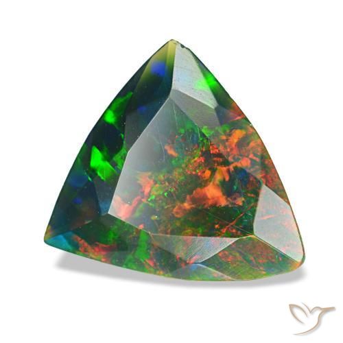 Opale nero naturale multicolore da 1,53 ct, trillion, opaco