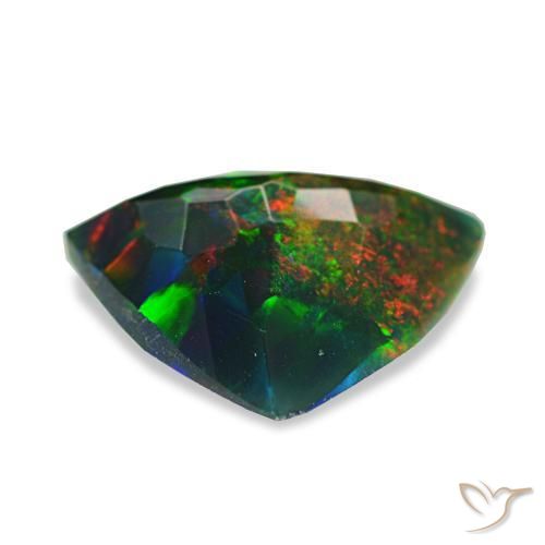 Opale nero naturale multicolore da 1,53 ct, trillion, opaco