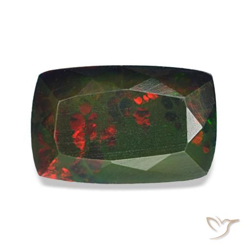 Opale nero naturale multicolore da 1,72 ct, taglio a cuscino, opaco