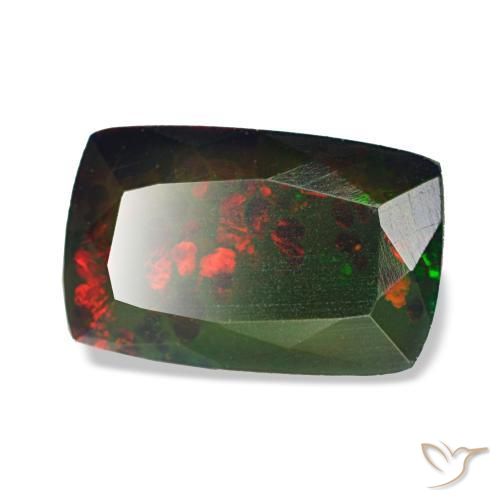 Opale nero naturale multicolore da 1,72 ct, taglio a cuscino, opaco