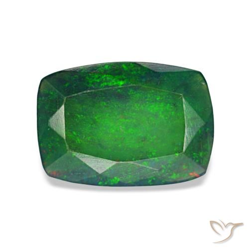Opale nero naturale multicolore da 0,90 ct, taglio a cuscino, traslucido