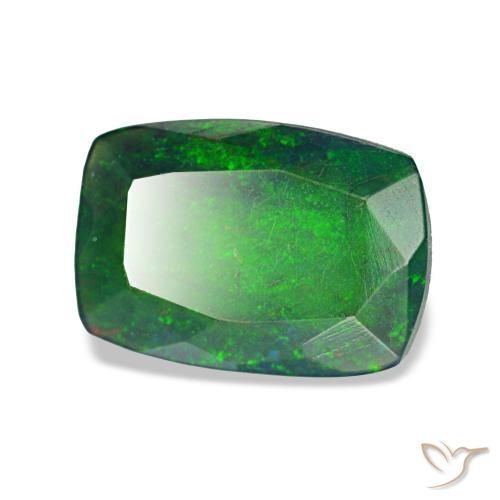 Opale nero naturale multicolore da 0,90 ct, taglio a cuscino, traslucido