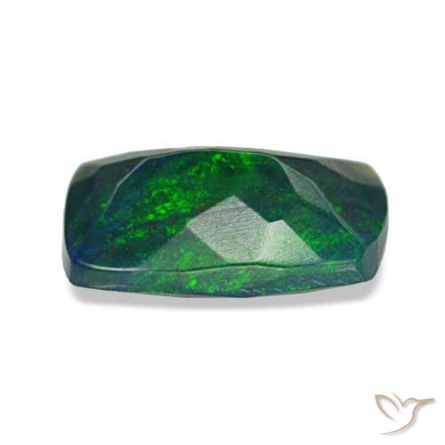 Opale nero naturale multicolore da 0,90 ct, taglio a cuscino, traslucido