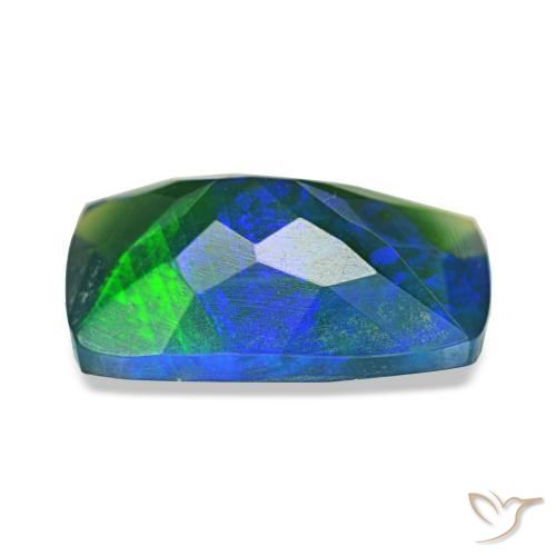 Opale nero naturale multicolore da 1,42 ct, taglio a cuscino, traslucido