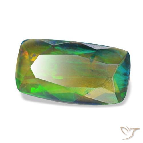 Opale nero naturale multicolore da 1,34 ct, taglio a cuscino, traslucido
