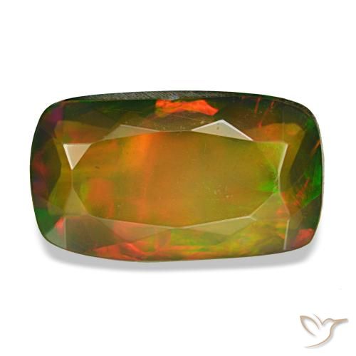 3.41ct multicolore opale nero, cuscino, traslucido
