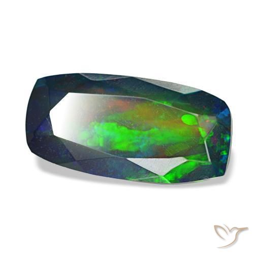 Opale nero naturale multicolore da 1,84 ct, taglio a cuscino, traslucido