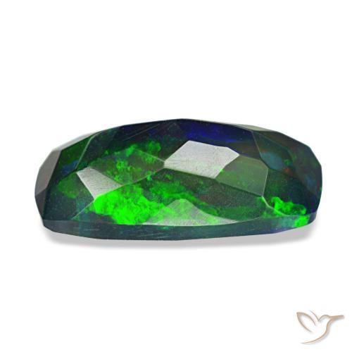 Opale nero naturale multicolore da 1,84 ct, taglio a cuscino, traslucido
