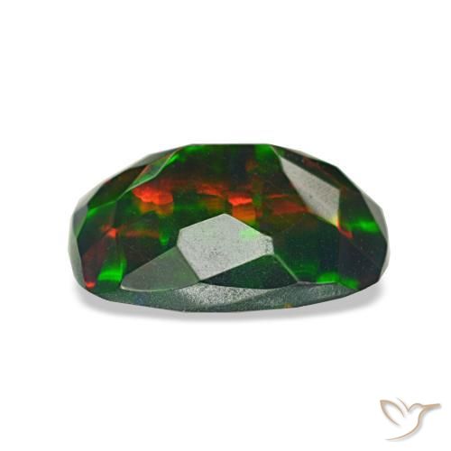 Opale nero naturale multicolore da 1,20 ct, taglio a cuscino, traslucido