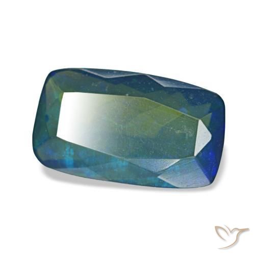 Opale nero naturale multicolore da 1,29 ct, taglio a cuscino, traslucido