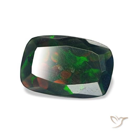 Opale nero naturale multicolore da 0,94 ct, taglio a cuscino, traslucido