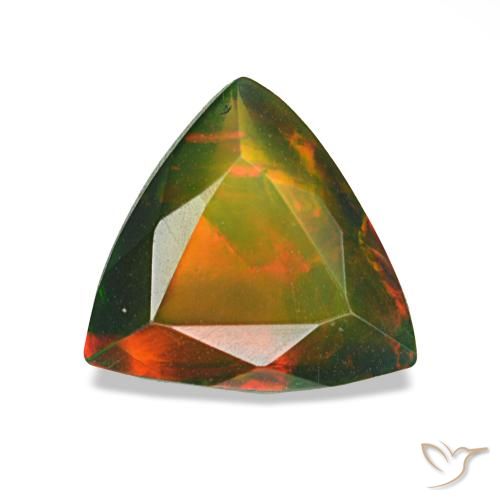 Opale nero naturale multicolore da 0,89 ct, trillion, traslucido