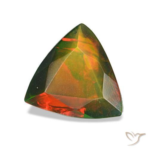 Opale nero naturale multicolore da 0,89 ct, trillion, traslucido