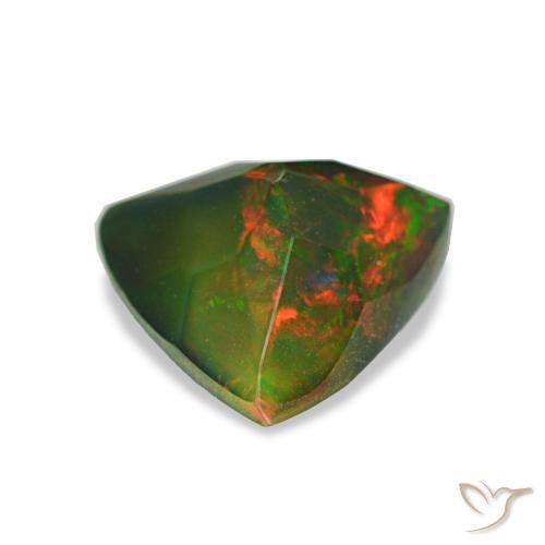 Opale nero naturale multicolore da 0,89 ct, trillion, traslucido