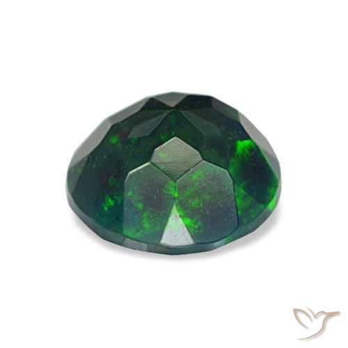 Opale nero naturale multicolore da 0,97 ct, taglio rotondo, opaco