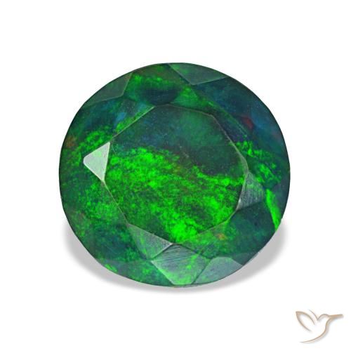 Opale nero naturale multicolore da 1,86 ct, taglio rotondo, opaco