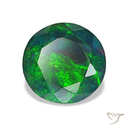Opale nero naturale multicolore da 1,86 ct, taglio rotondo, opaco