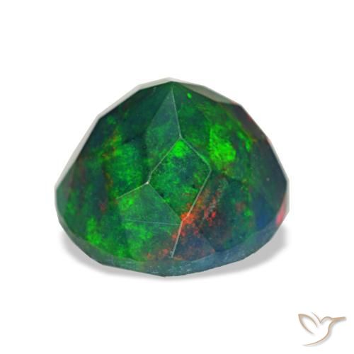 Opale nero naturale multicolore da 1,86 ct, taglio rotondo, opaco