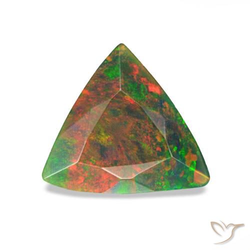 Opale nero naturale multicolore da 0,59 ct, trillion, opaco