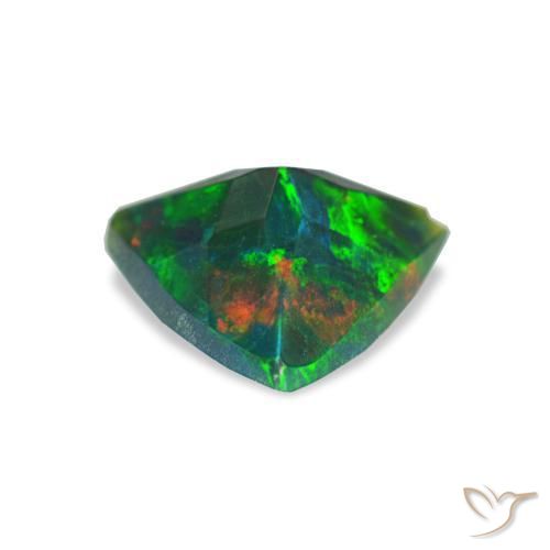 Opale nero naturale multicolore da 0,59 ct, trillion, opaco