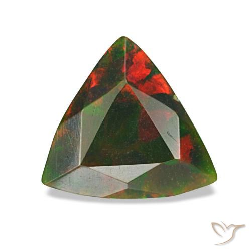Opale nero naturale multicolore da 1,34 ct, trillion, opaco