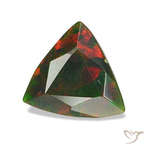 Opale nero naturale multicolore da 1,34 ct, trillion, opaco
