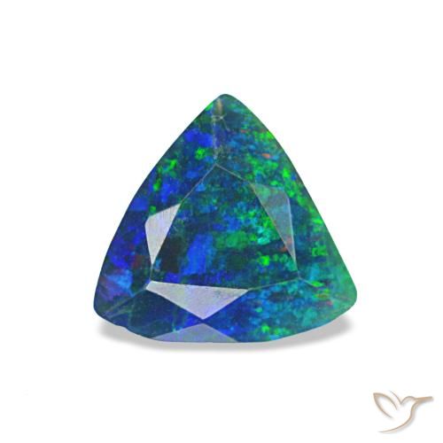 Opale nero naturale multicolore da 0,49 ct, trillion, opaco