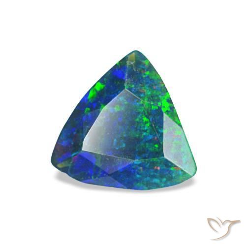 Opale nero naturale multicolore da 0,49 ct, trillion, opaco