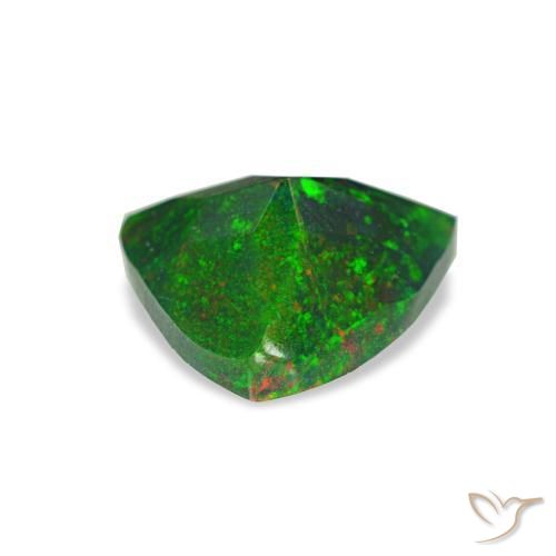 Opale nero naturale multicolore da 0,68 ct, trillion, opaco