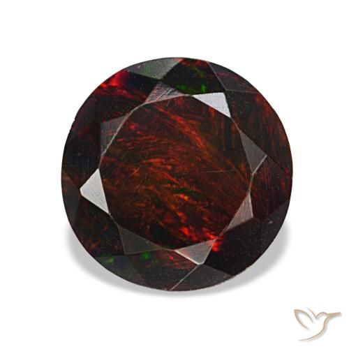 Opale nero naturale multicolore da 1,62 ct, taglio rotondo, opaco