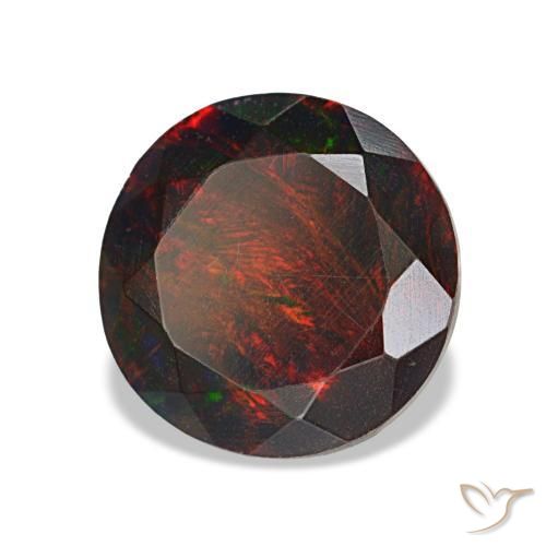 Opale nero naturale multicolore da 1,62 ct, taglio rotondo, opaco