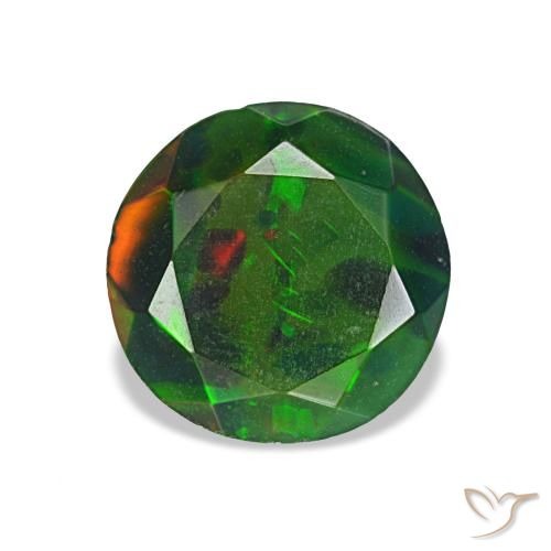 Opale nero naturale multicolore da 1,04 ct, taglio rotondo, opaco