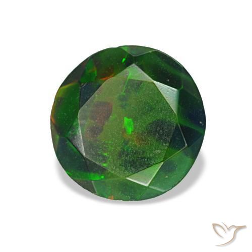 Opale nero naturale multicolore da 1,04 ct, taglio rotondo, opaco