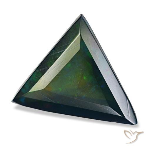 Opale nero naturale multicolore da 3,13 ct, trillion, traslucido