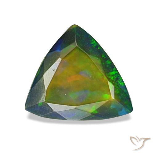 Opale nero naturale multicolore da 1,35 ct, trillion, traslucido