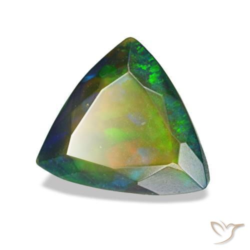 Opale nero naturale multicolore da 1,35 ct, trillion, traslucido